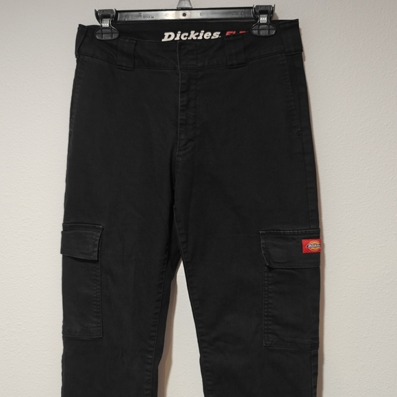 Y2K Dickies Flex Cargo Pants Size 7 / 28 Black - Picture 2 of 8